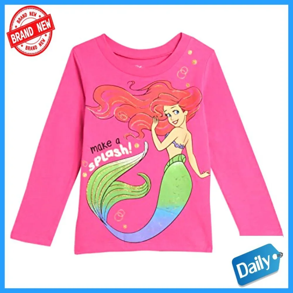 3 Pack Long Sleeve Graphic Tees Toddler Girls Cotton Regular Fit